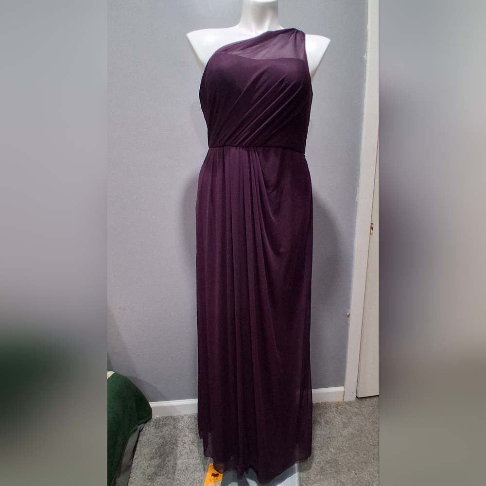 David's Bridal Deep Plum Maxi Dress with Draped Front